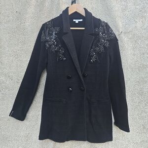 Chico's Elegant Black Embroidered Blazer